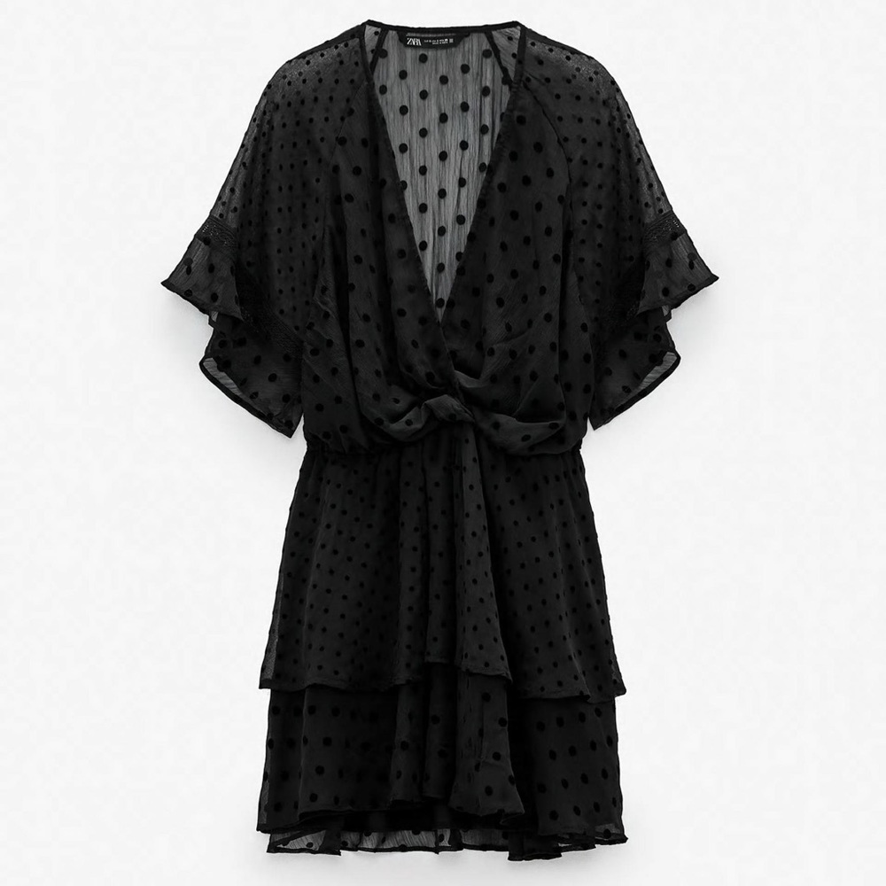 Zara dotted mesh mini dress, small
